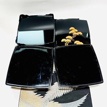 Amazon.co.jp: 漆器 輪島塗 蒔絵沈金木製 老松文 重箱 箱